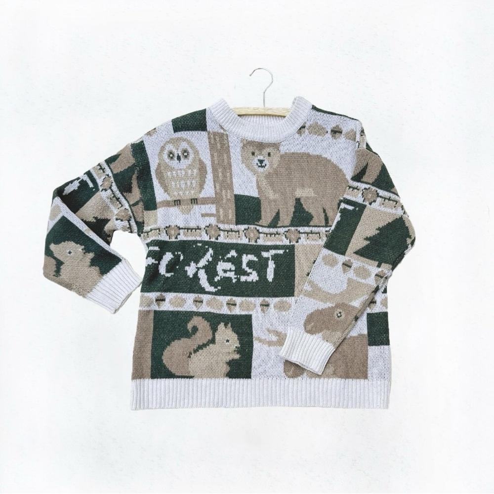 Cotton Knitted Forest Grandpa Sweater (M/L)